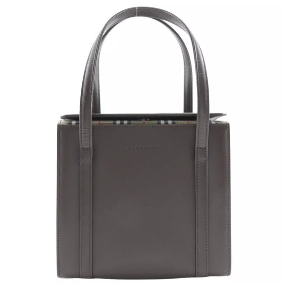 BURBERRY box Handbag Nova Check Brown Calfskin Women - Picture 1 of 9